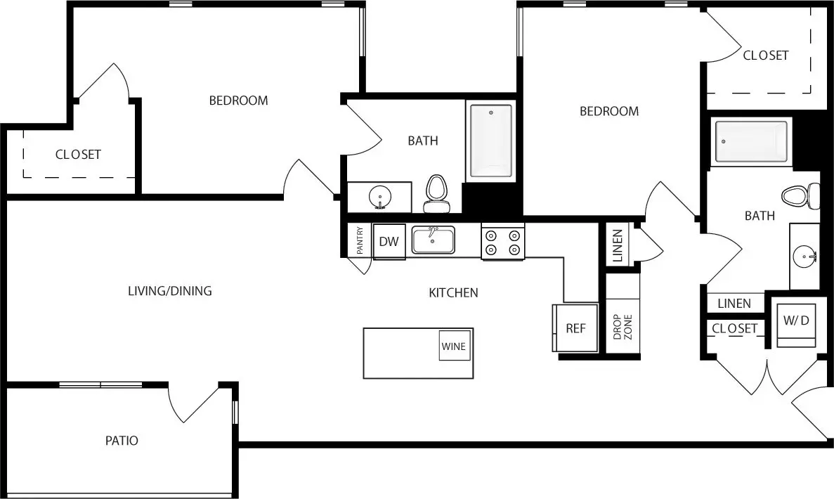 2 Beds • 2 Bath 452 floor plan