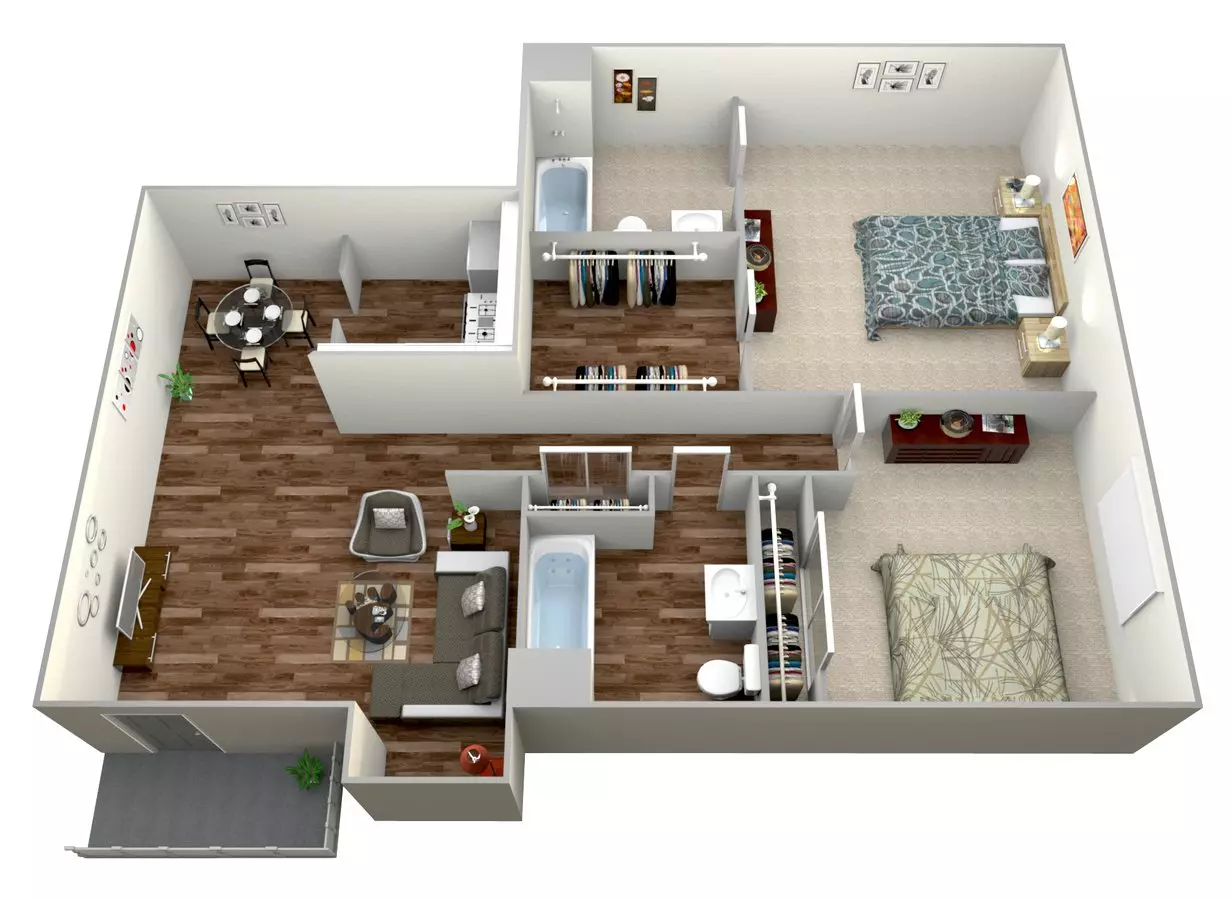 2 Beds • 2 Bath WAIT22 floor plan