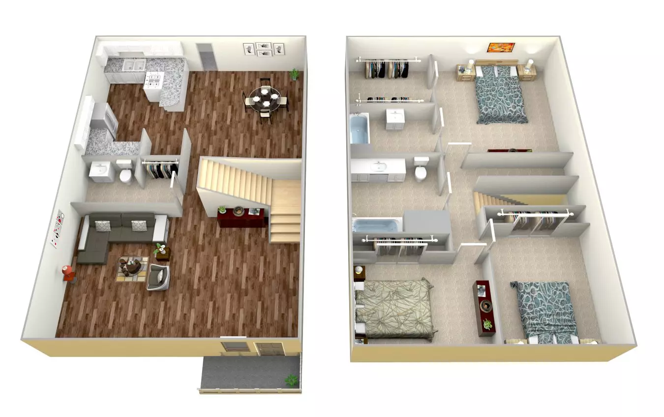 3 Beds • 2 Bath WAIT32D floor plan