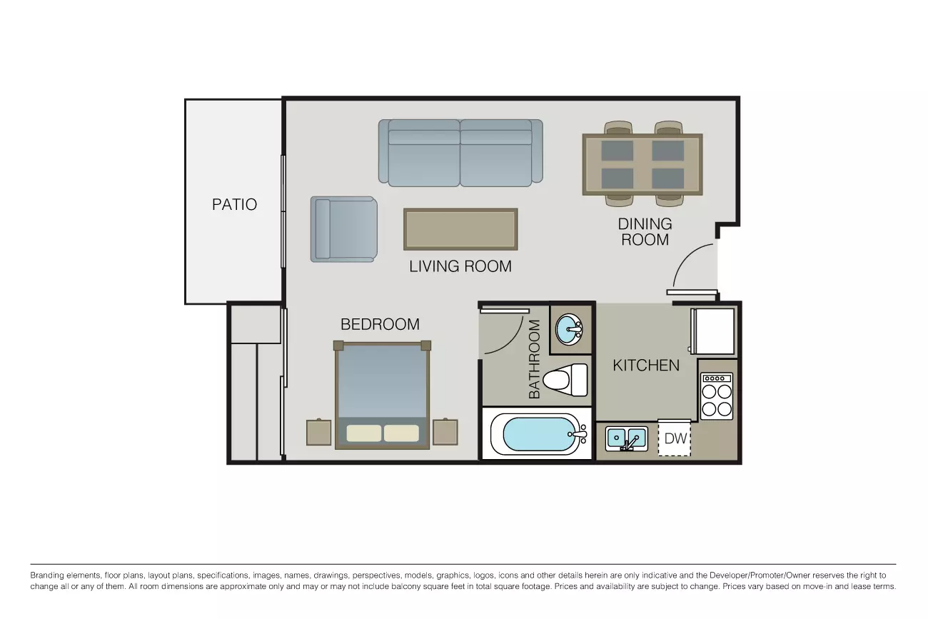 Studio • 1 Bath
3D Tour G206 floor plan