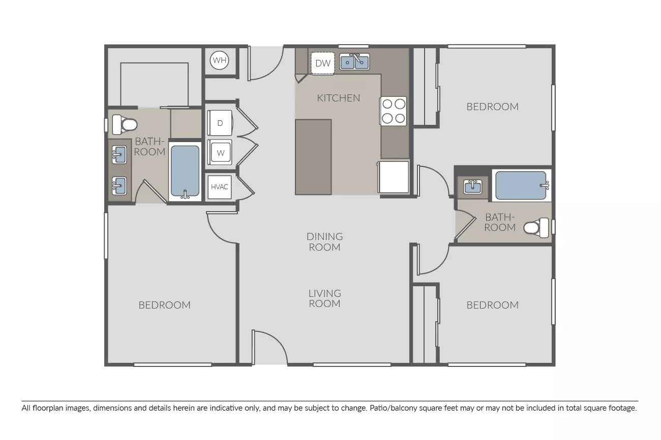 3 Beds • 2 Bath
3D Tour H101 floor plan