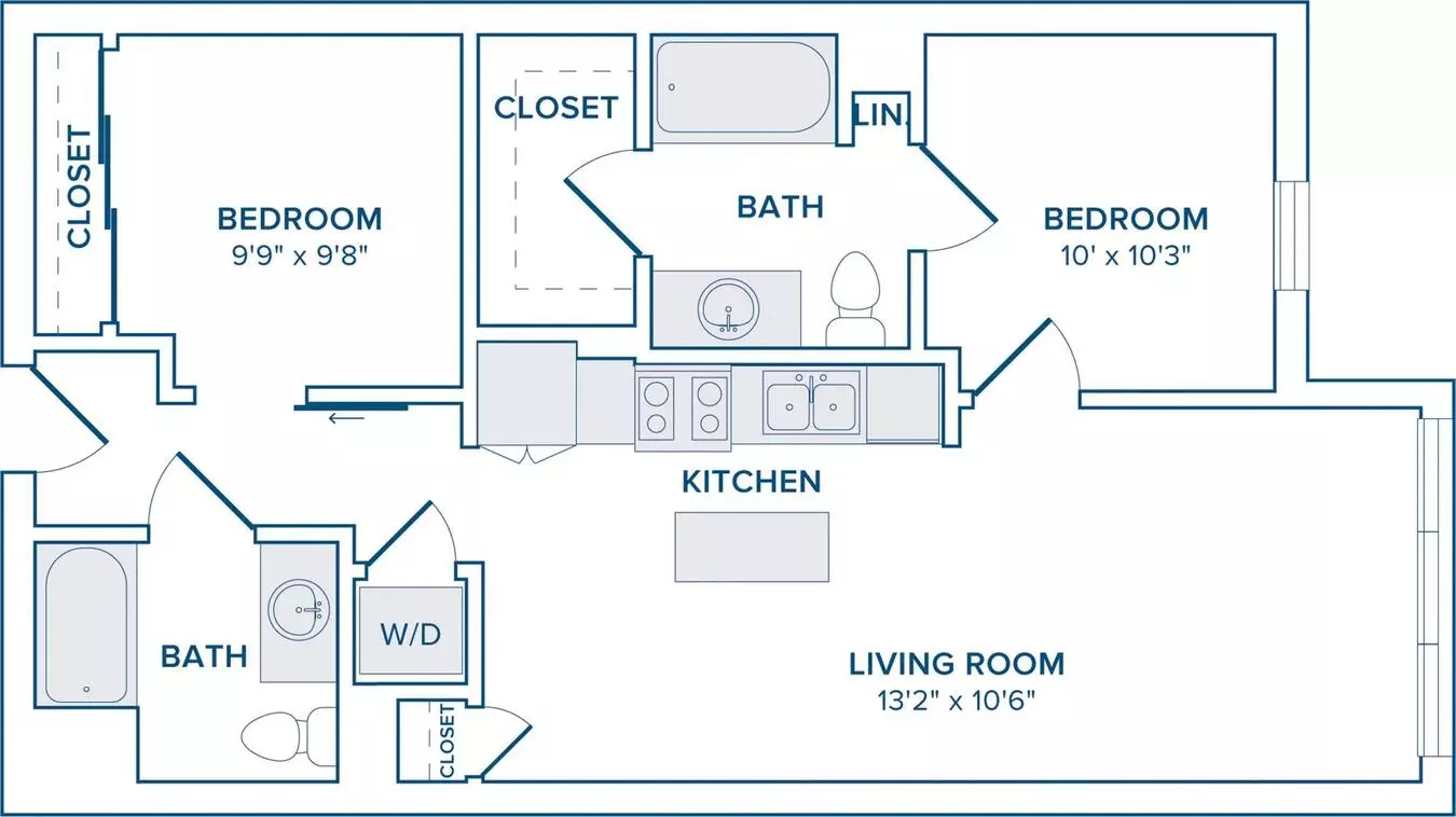 2 Beds • 2 Bath 607 floor plan