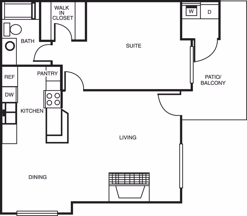 1 Bed • 1 Bath 1225 floor plan