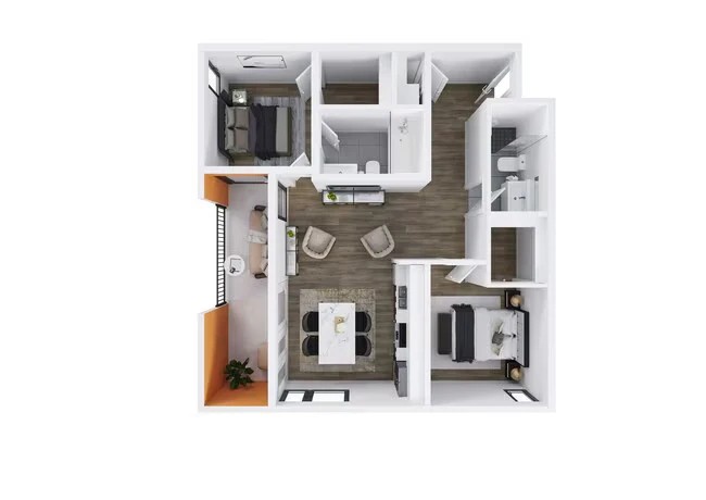 2 Beds • 2 Bath 407 floor plan