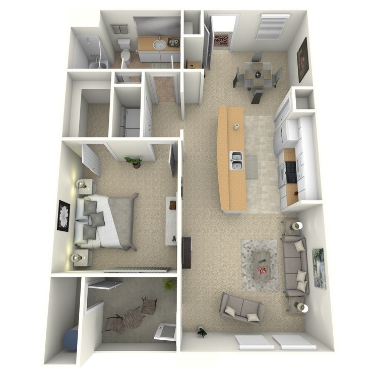 1 Bed • 1 Bath Bernini floor plan