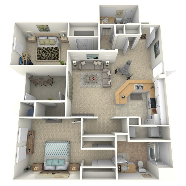 2 Beds • 2 Bath Emanuele floor plan