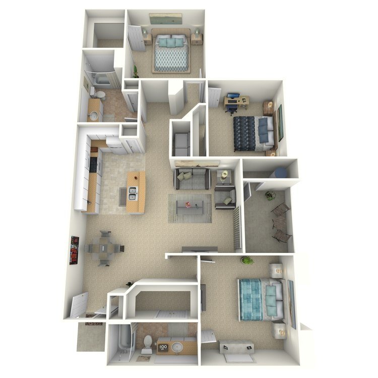3 Beds • 2 Bath Florentina floor plan