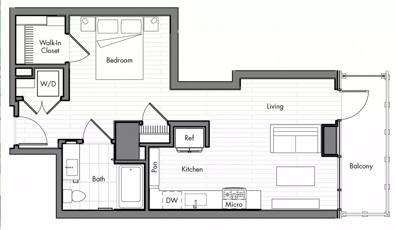 Studio • 1 Bath 0607 floor plan