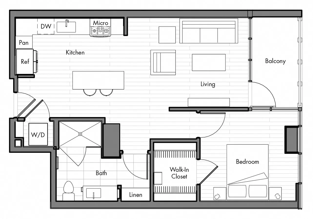 1 Bed • 1 Bath 2212 floor plan