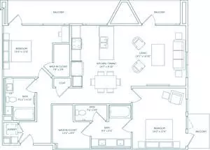 2 Beds • 2 Bath 301 floor plan