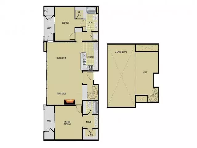 2 Beds • 2 Bath floor plan