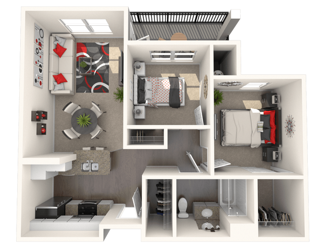 2 Beds • 1 Bath A107 floor plan