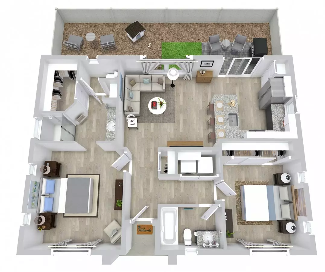 2 Beds • 2 Bath 1024 floor plan