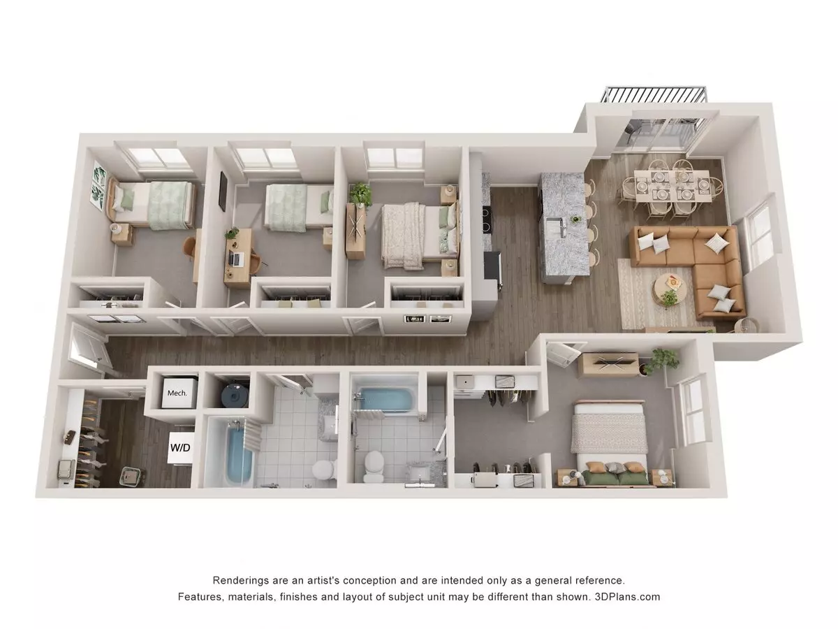 4 Beds • 2 Bath 332 floor plan