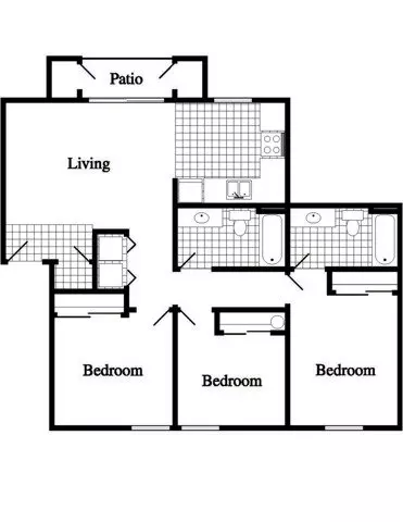 3 Beds • 2 Bath DV-7-216 floor plan
