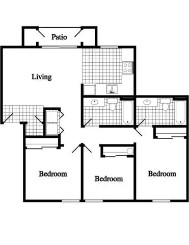 3 Beds • 2 Bath DV-1-101 floor plan