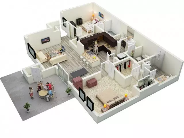 2BR/2BA 3136 floor plan