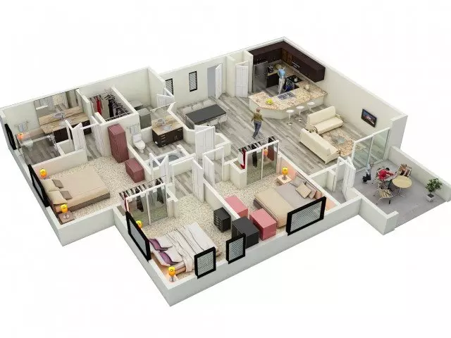 3 Beds • 2 Bath 1147 floor plan