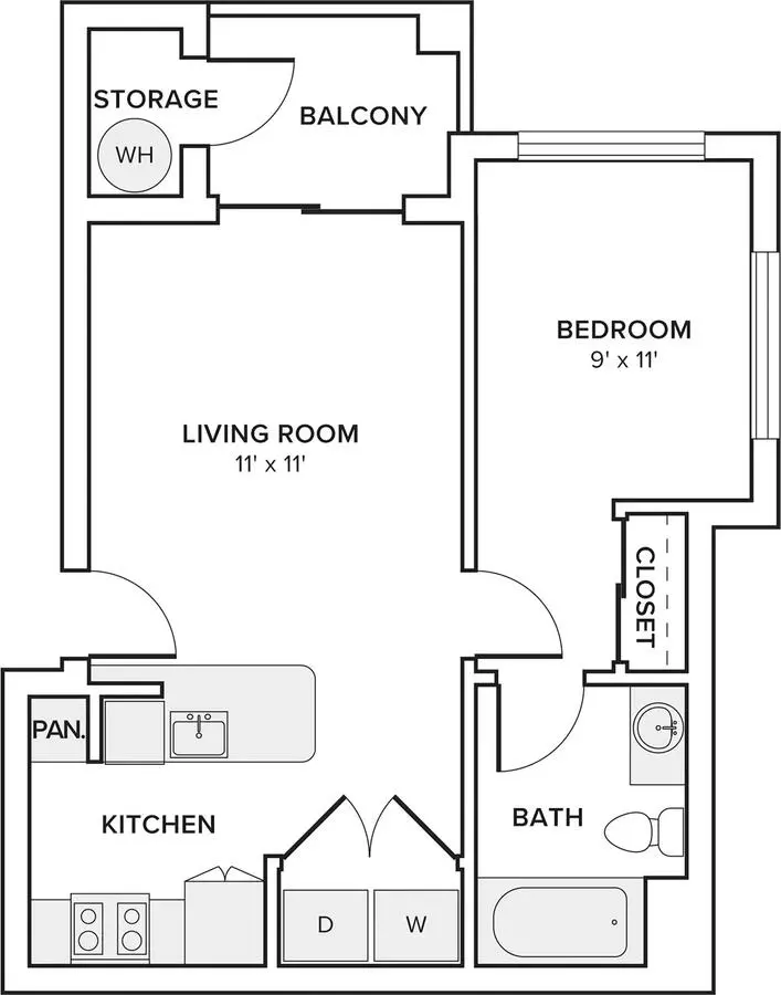 1 Bed • 1 Bath F104 floor plan