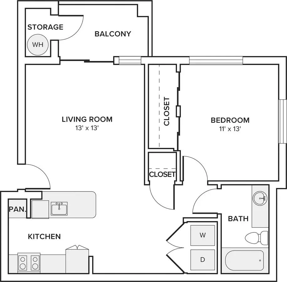 1 Bed • 1 Bath M102 floor plan