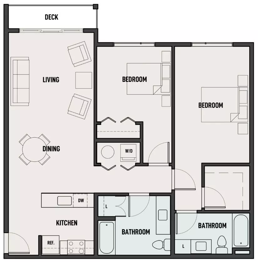 2 Beds • 2 Bath F-111 floor plan