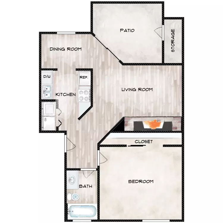 1 Bed • 1 Bath C305 floor plan