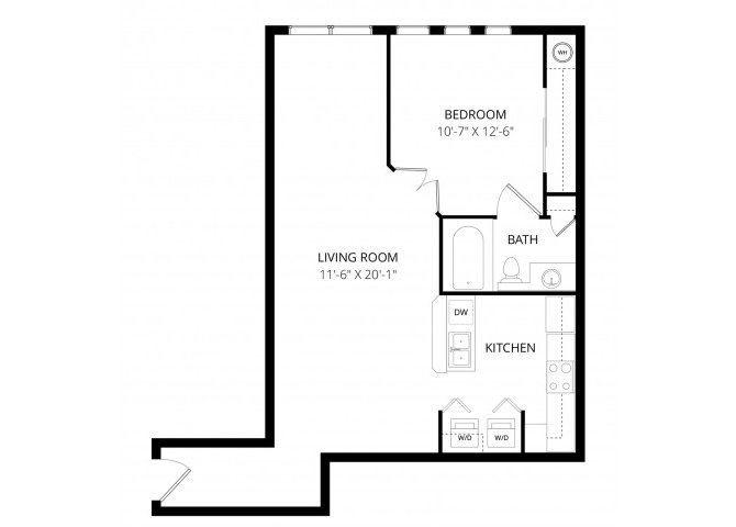 1 Bed • 1 Bath 3075 floor plan