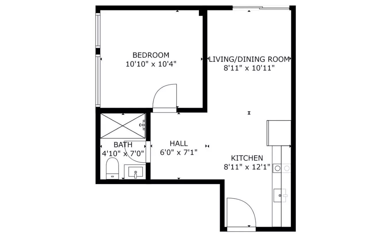 1 Bed • 1 Bath 103 floor plan