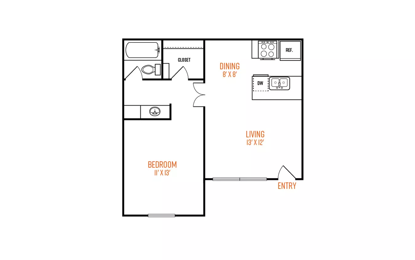 1 Bed • 1 Bath 269 floor plan