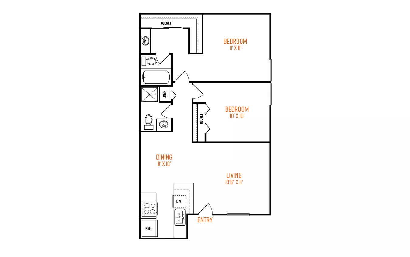 2 Beds • 2 Bath 278 floor plan