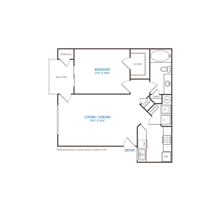 1 Bed • 1 Bath 2032 floor plan