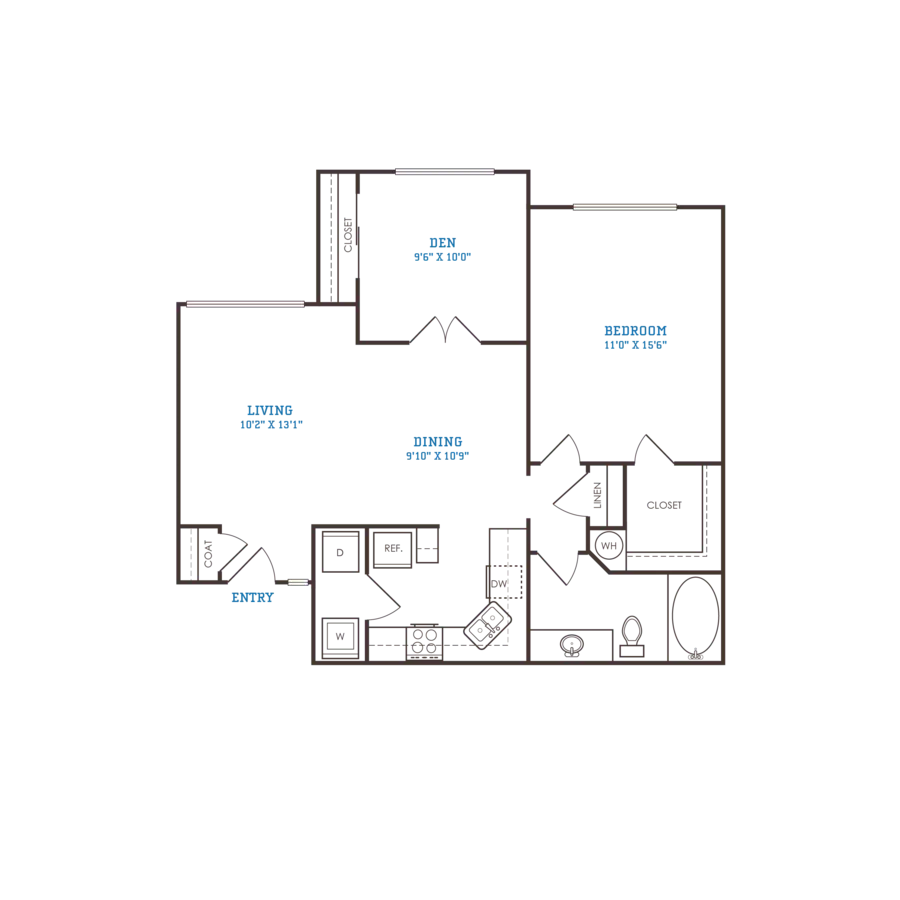 2 Beds • 1 Bath 2028 floor plan