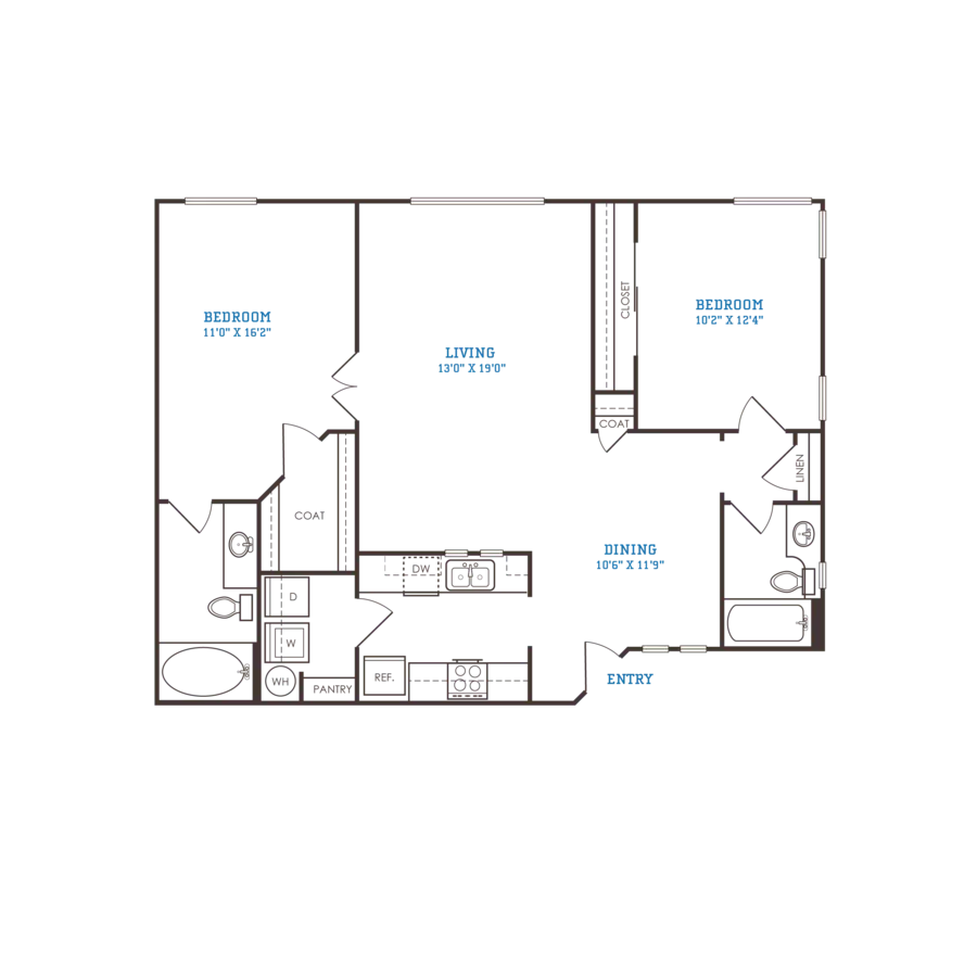 2 Beds • 2 Bath 2076 floor plan