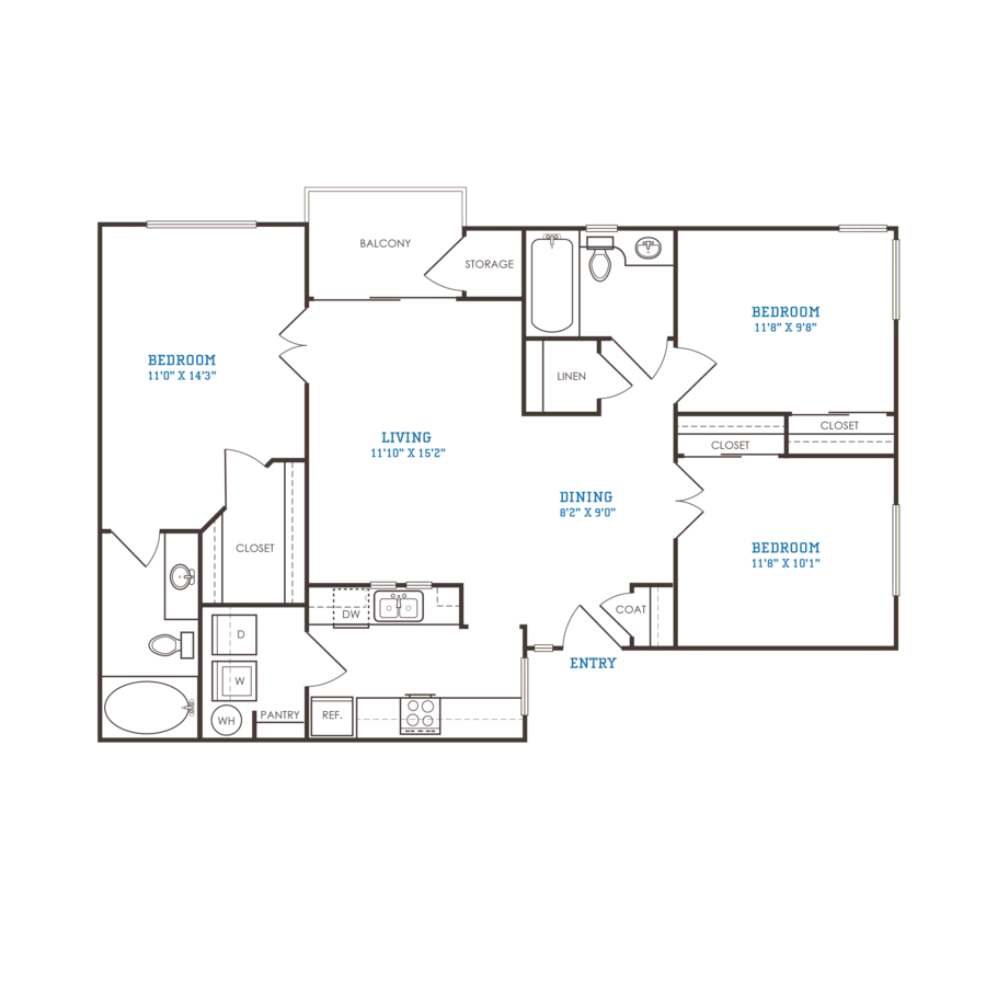 3 Beds • 2 Bath 2144 floor plan