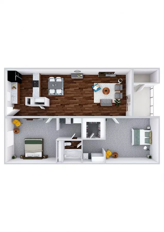 2 Beds • 1 Bath 118 floor plan