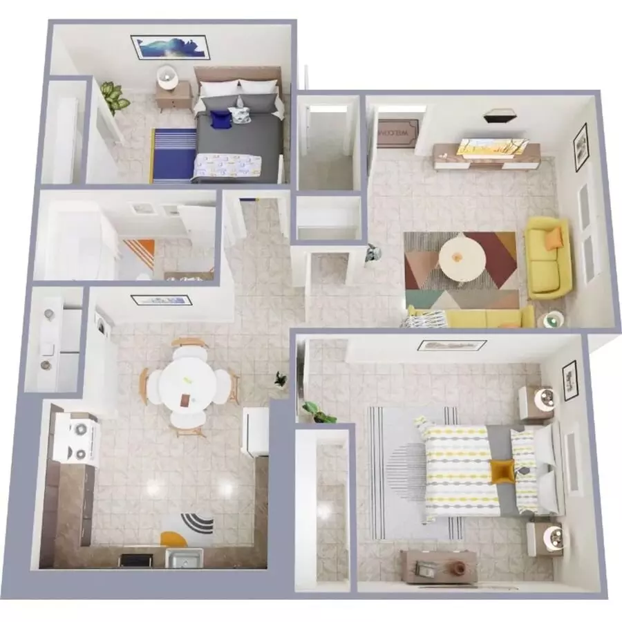 2BR/1BA 2100 floor plan