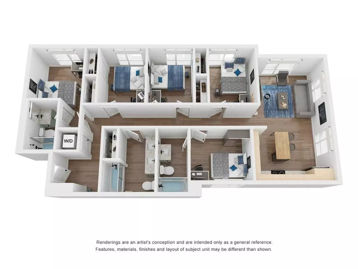 5BR/3BA Private floor plan