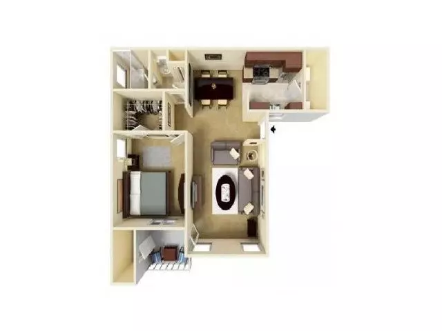 1 Bed • 1 Bath 1050 floor plan