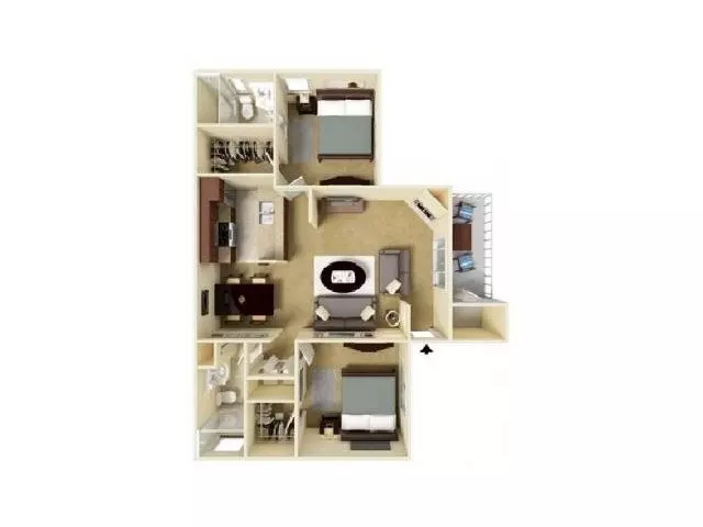 2 Beds • 2 Bath 2047 floor plan