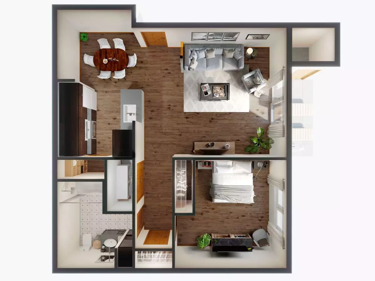 1 Bed • 1 Bath 1504 floor plan