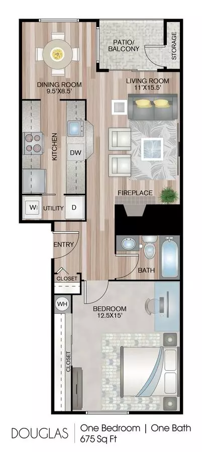 1 Bed • 1 Bath K08 floor plan