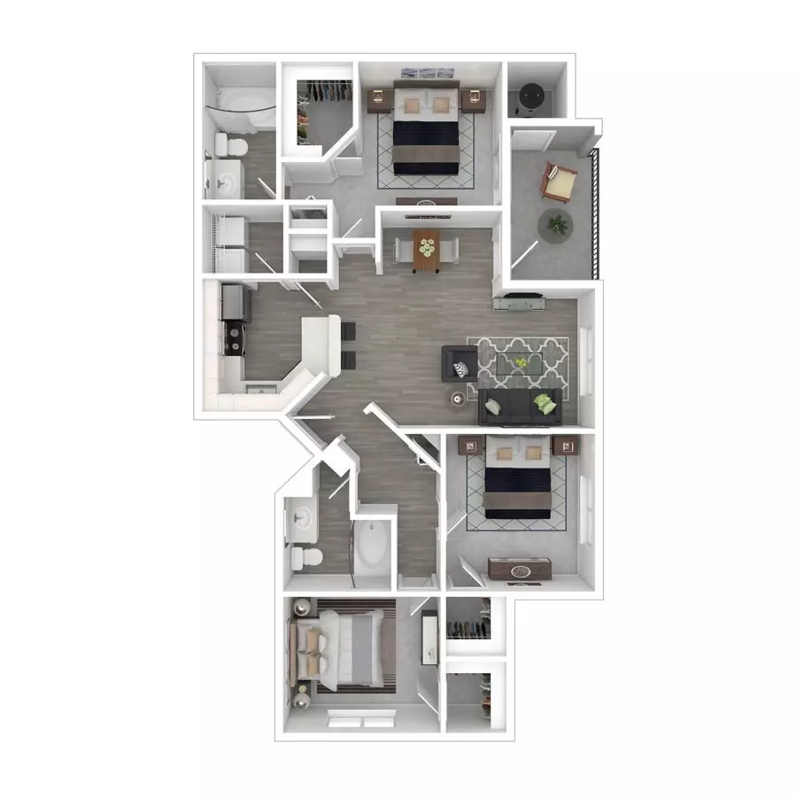 3 Beds • 2 Bath 1082 floor plan