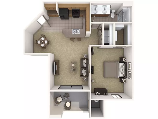 1 Bed • 1 Bath 1095 floor plan