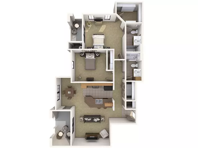 2 Beds • 2 Bath 3024 floor plan