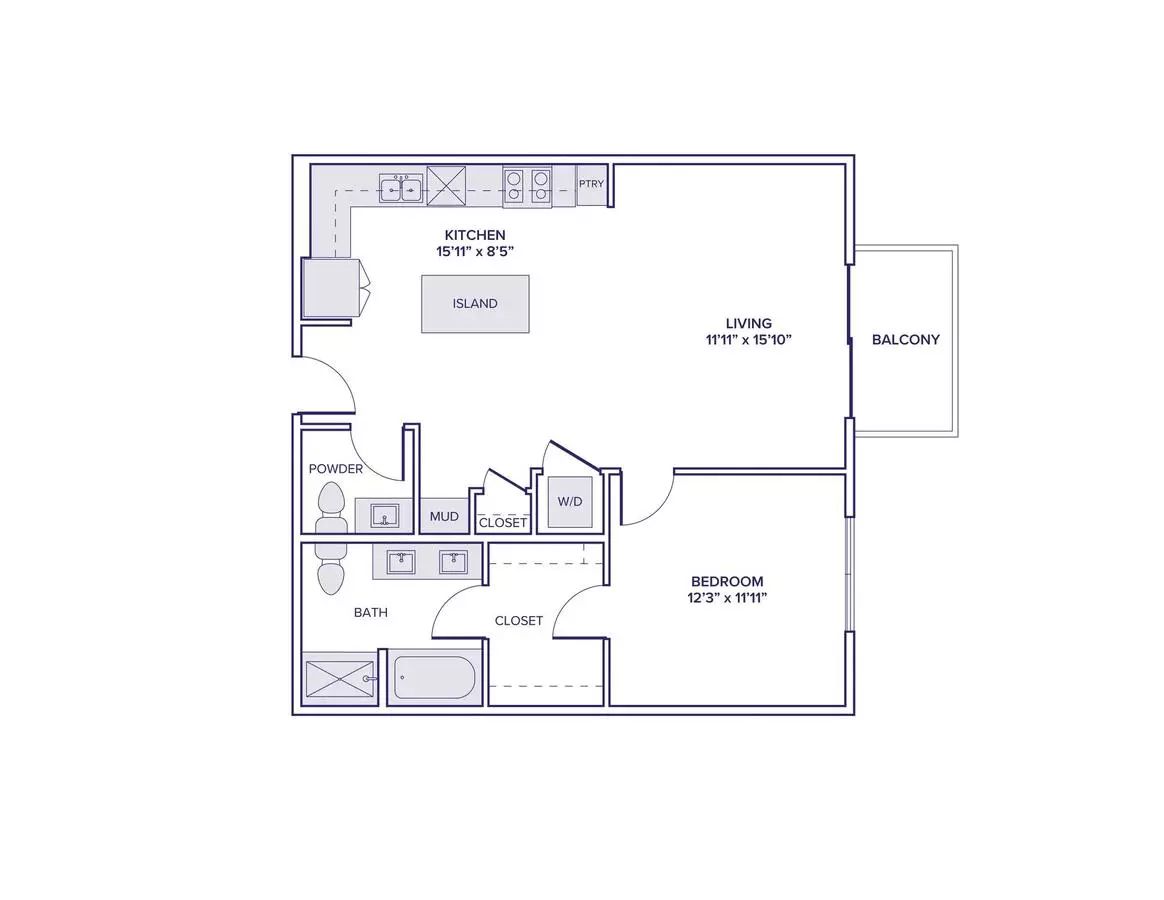 1 Bed • 1 Bath 188 floor plan