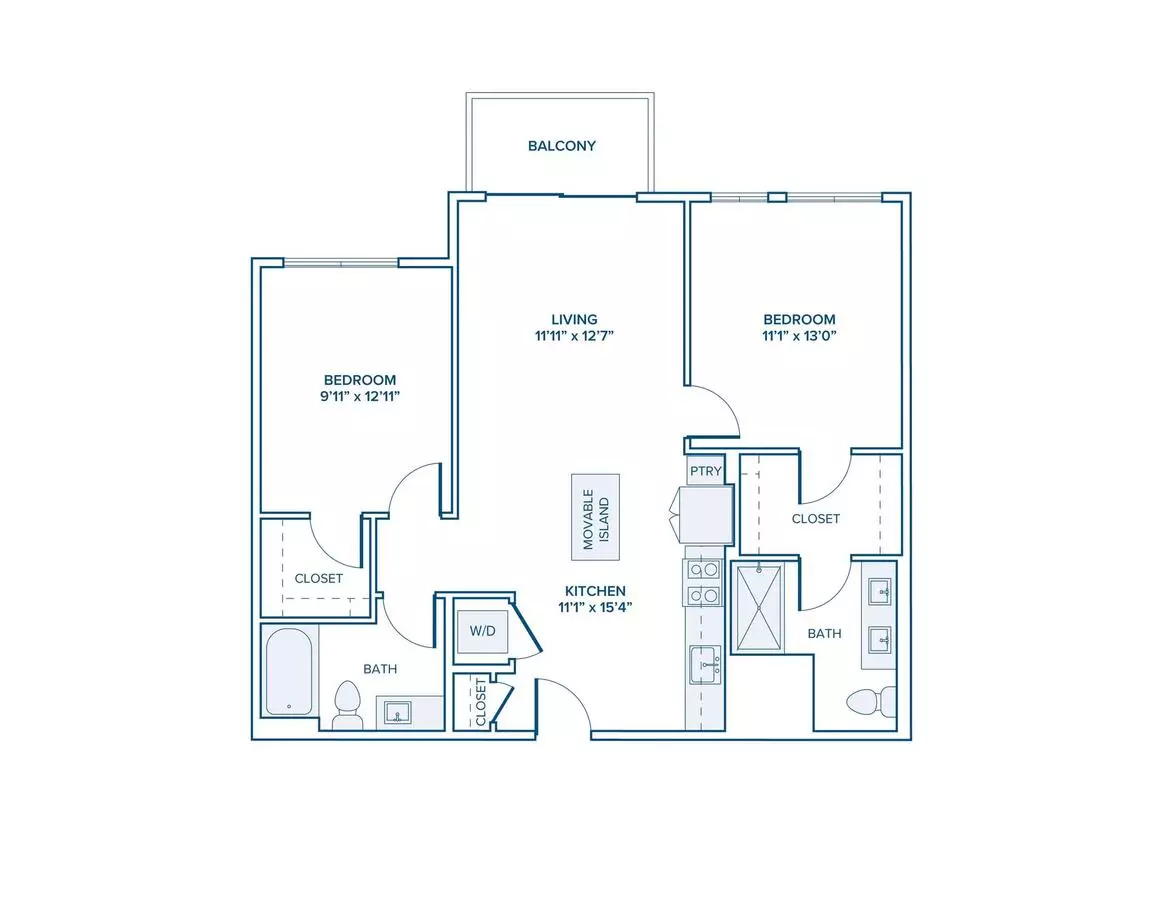 2 Beds • 2 Bath 522 floor plan