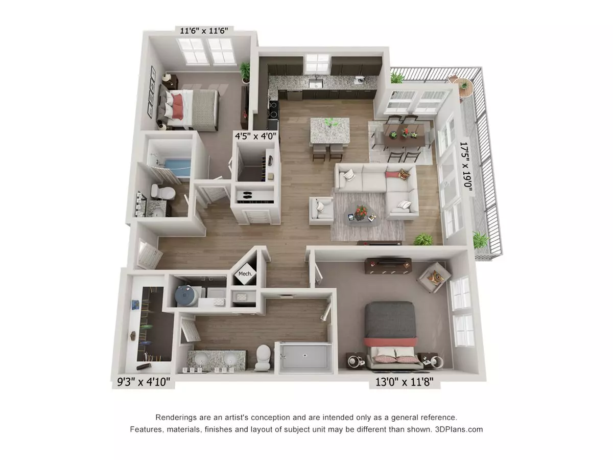 2 Beds • 2 Bath 2207 floor plan