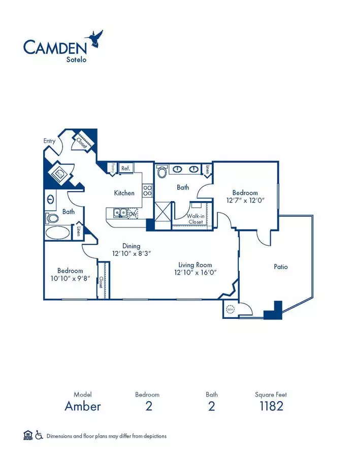 2 Beds • 2 Bath 2032 floor plan