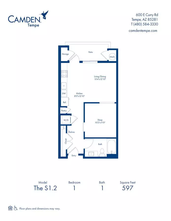 Studio • 1 Bath 1108 floor plan
