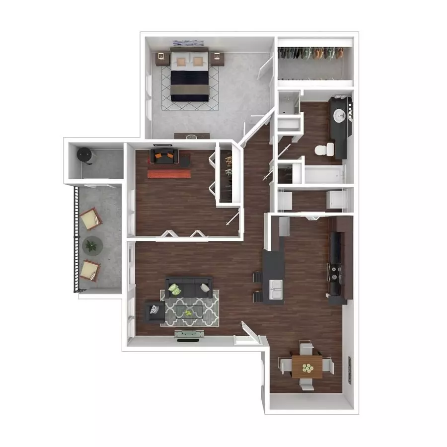 2 Beds • 1 Bath 1-187 floor plan